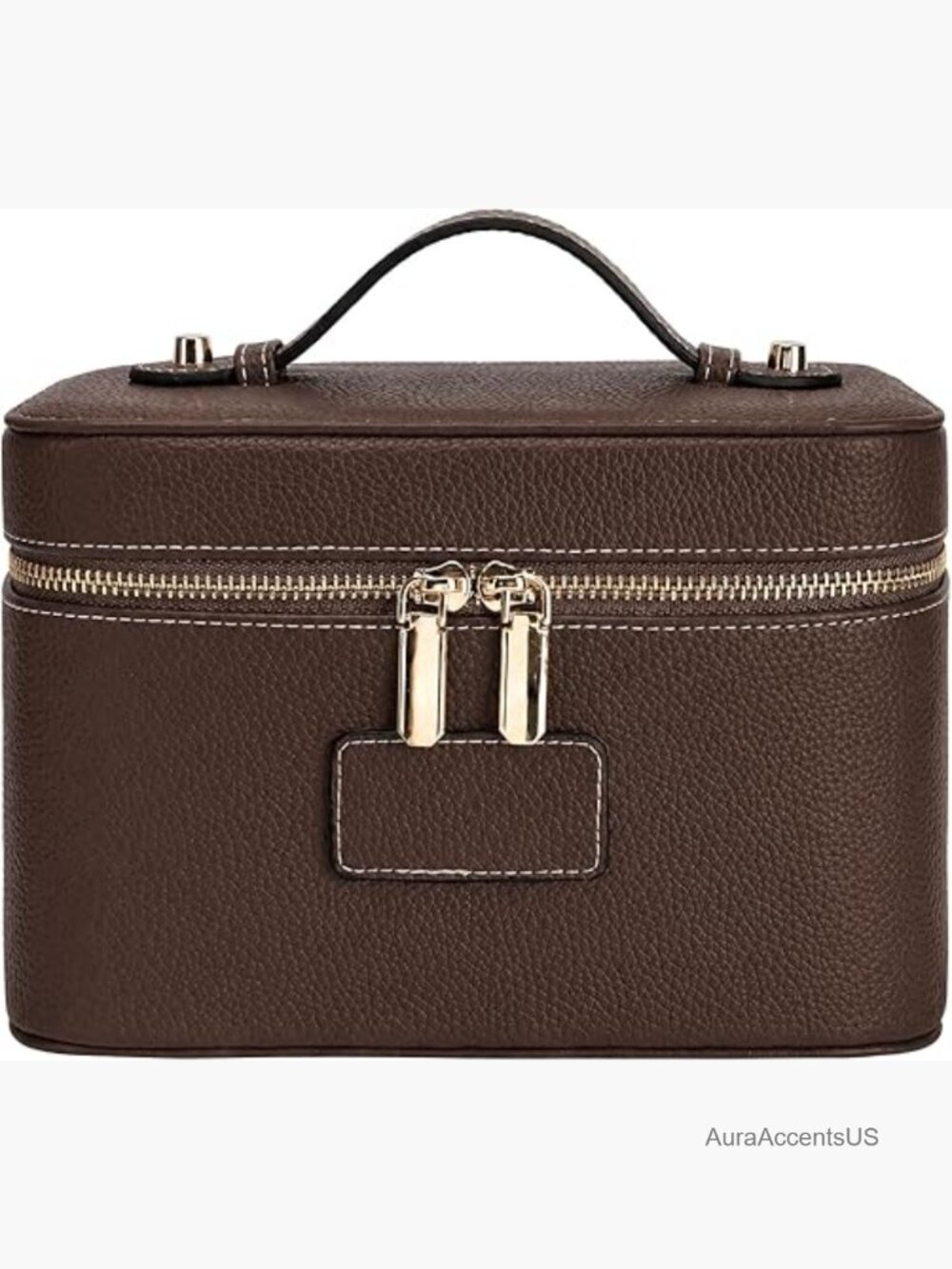Large Waterproof Leather Makeup Case with Removable Divider Travel Toiletry